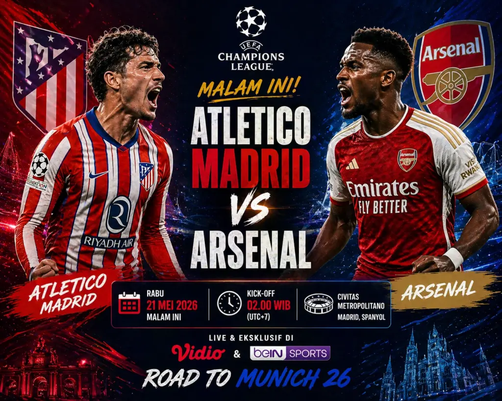 Prediksi Skor Atlético Madrid vs Arsenal Hari Ini 30 April 2026 Semifinal UCL