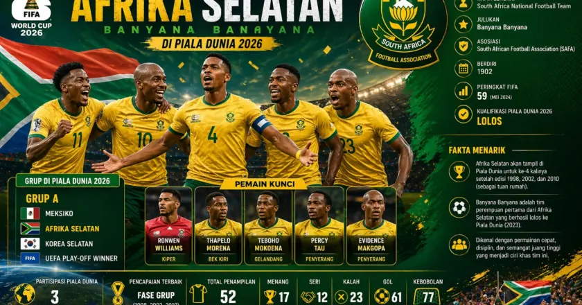 Profil Lengkap Timnas Afrika Selatan Piala Dunia 2026