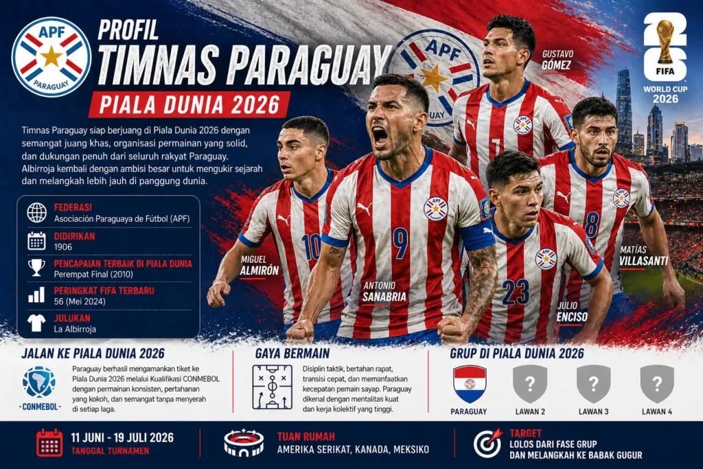 Profil Timnas Paraguay Piala Dunia 2026: Skuad, Pelatih & Sejarah