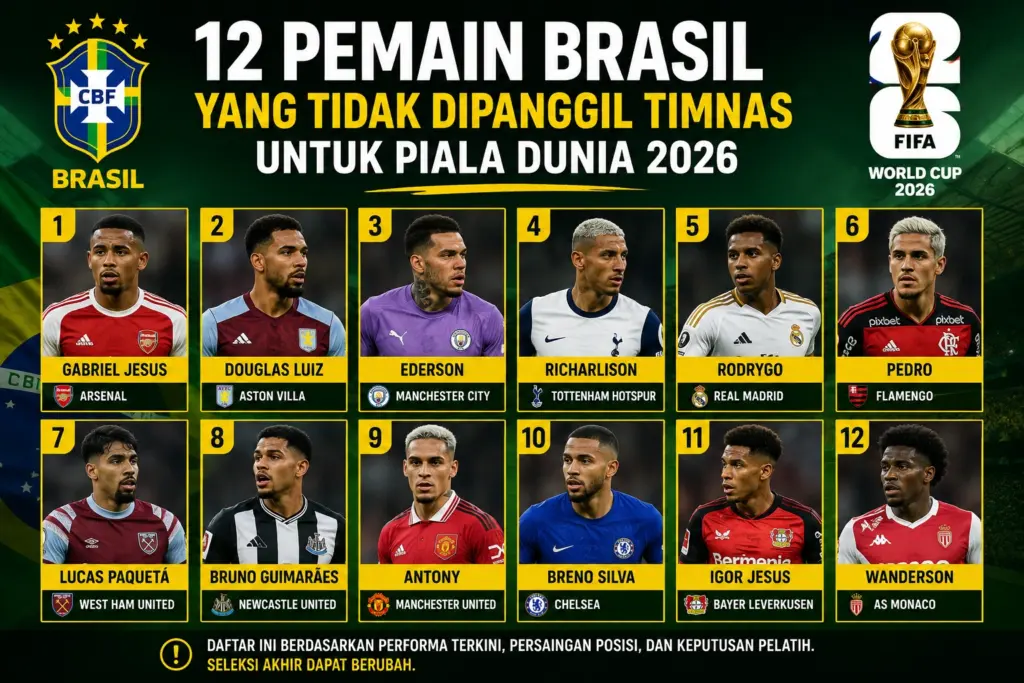 12 Pemain Brasil yang Tidak Dipanggil Timnas untuk Piala Dunia 2026