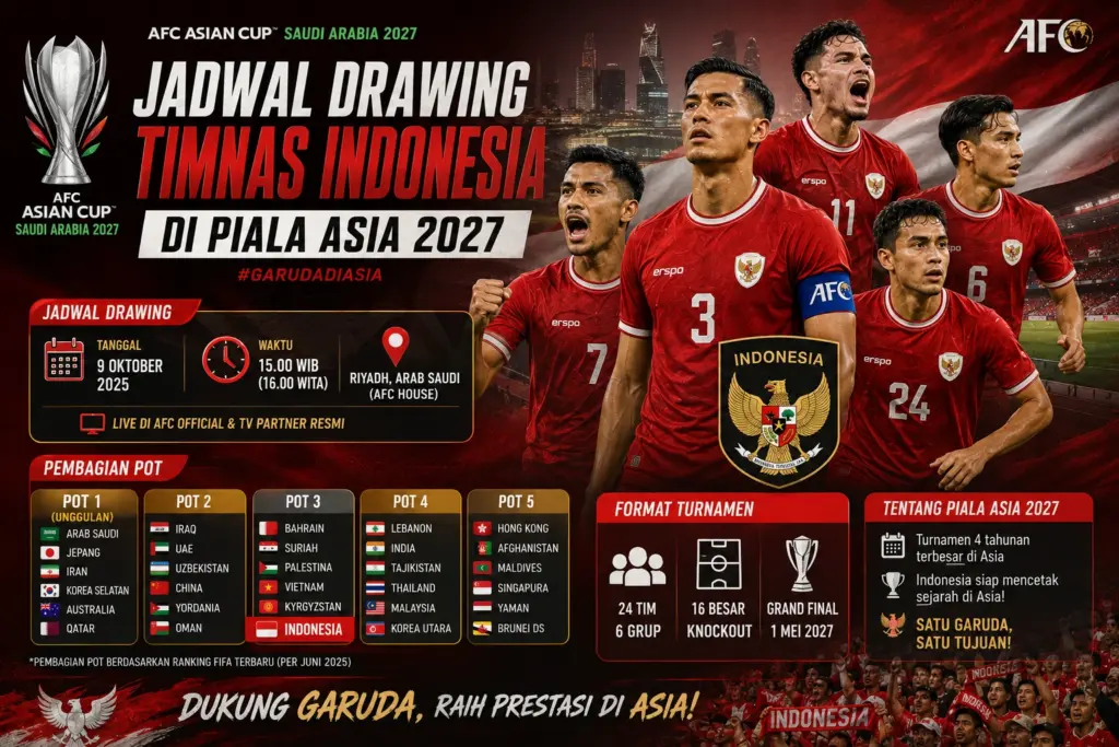 Jadwal Drawing Timnas Indonesia di Piala Asia 2027