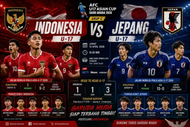Jadwal Indonesia vs Jepang U-17 2026