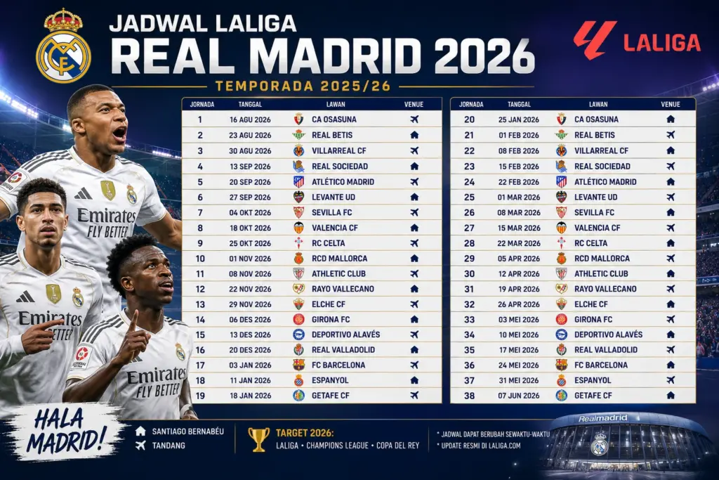 Jadwal LaLiga Real Madrid 2026
