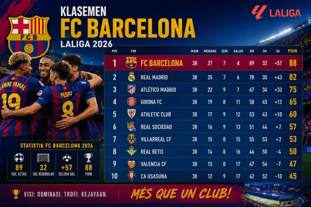 Klasemen FC Barcelona LaLiga 2026