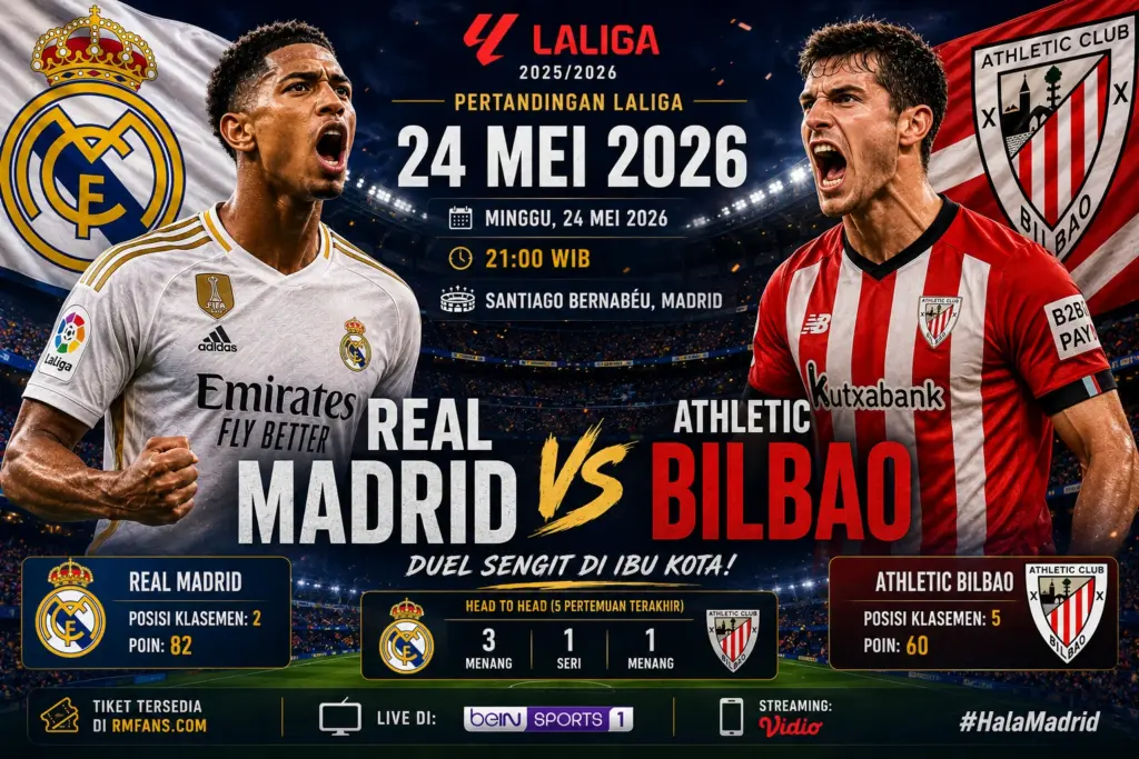 Prediksi Skor Real Madrid vs Bilbao LaLiga 2026