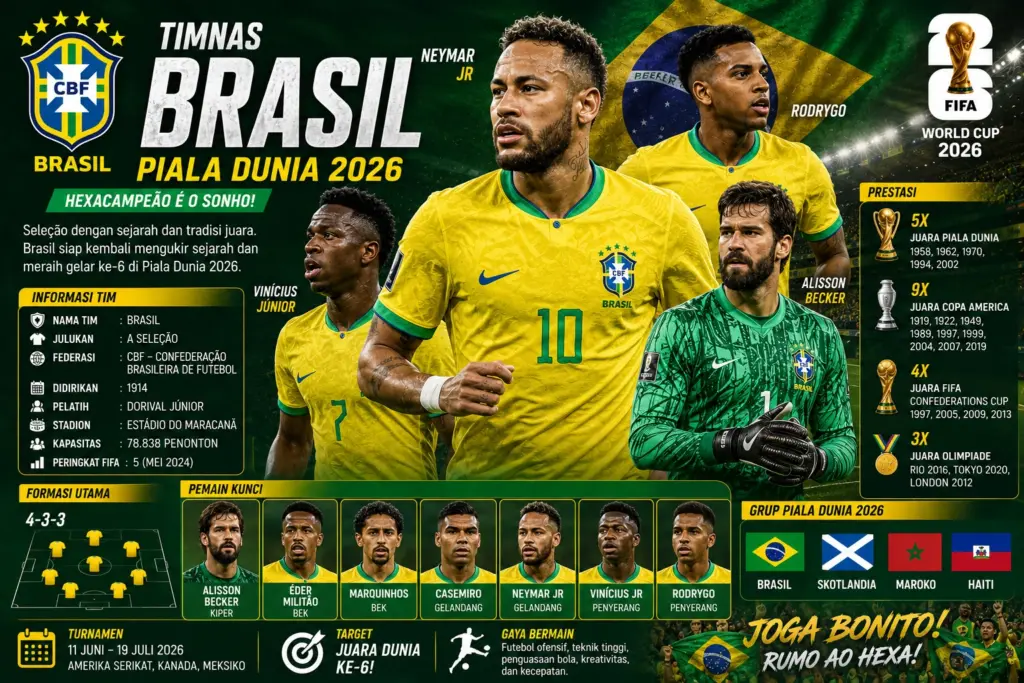 Profil Timnas Brasil piala dunia 2026