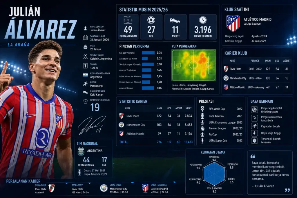 Statistik Julián Alvarez 2026