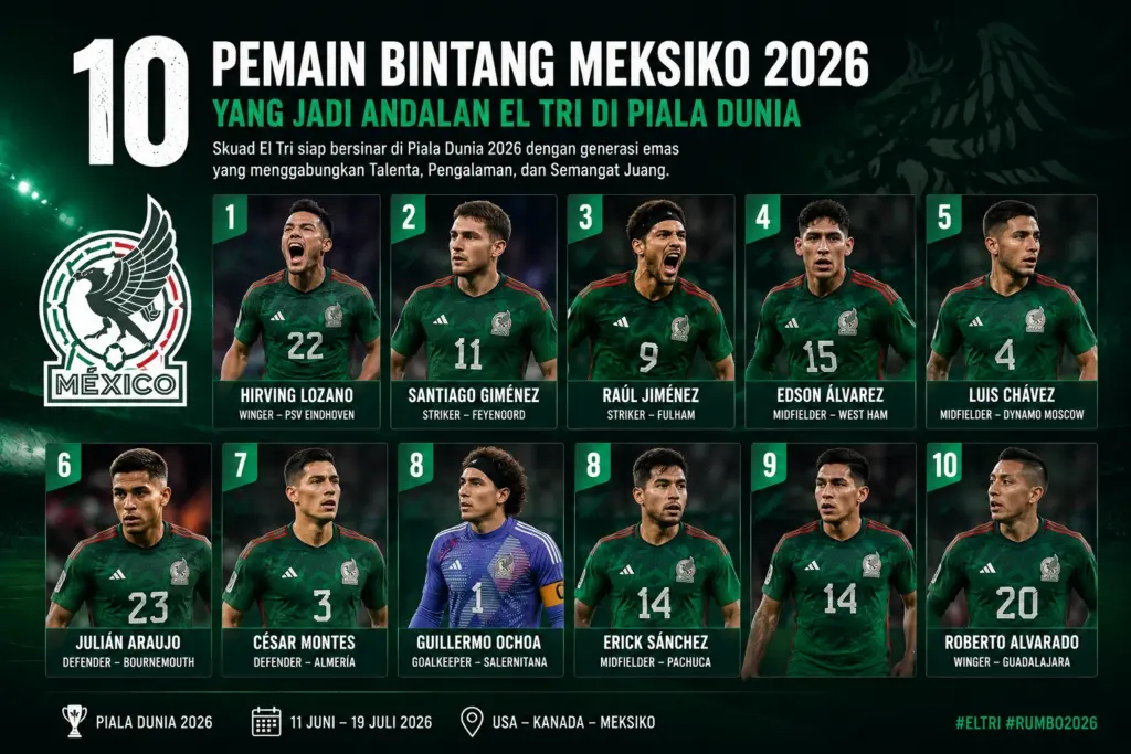 10 Pemain Bintang Meksiko 2026 yang Jadi Andalan El Tri di Piala Dunia