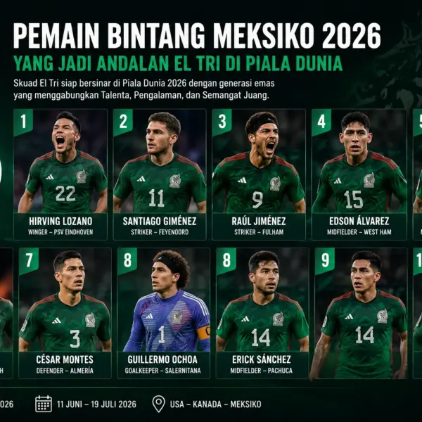 10 Pemain Bintang Meksiko 2026 yang Jadi Andalan El Tri di Piala Dunia