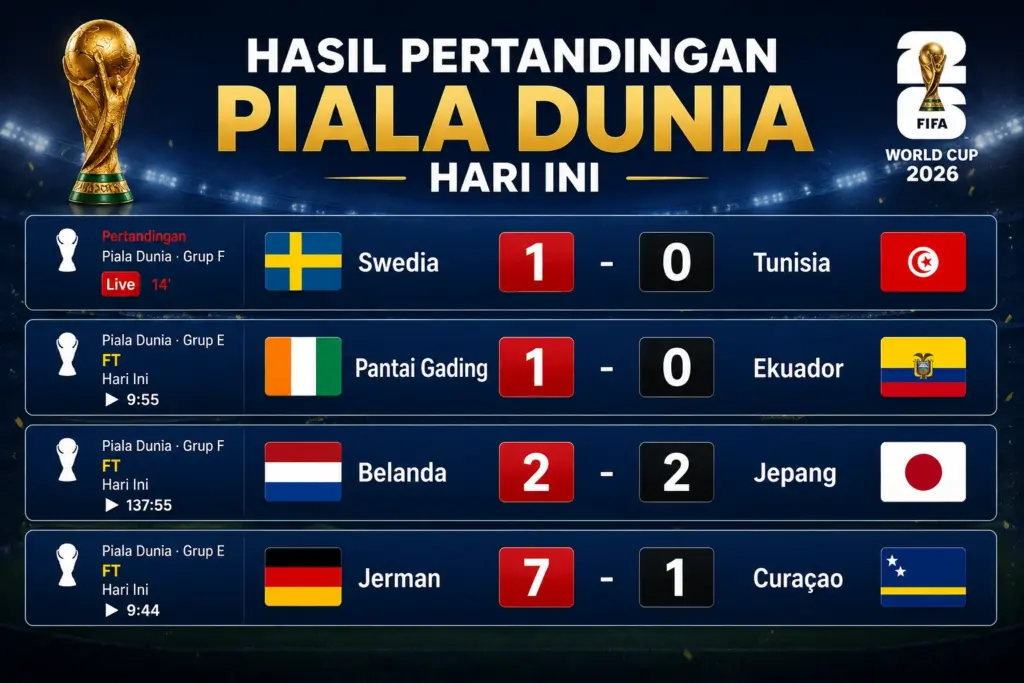 Hasil Piala Dunia 2026 Hari Ini