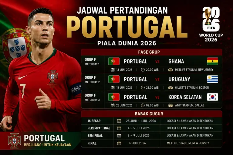 Jadwal Pertandingan Portugal Piala Dunia 2026 dari Fase Grup, Jam Tayang dan Peluang Lolos
