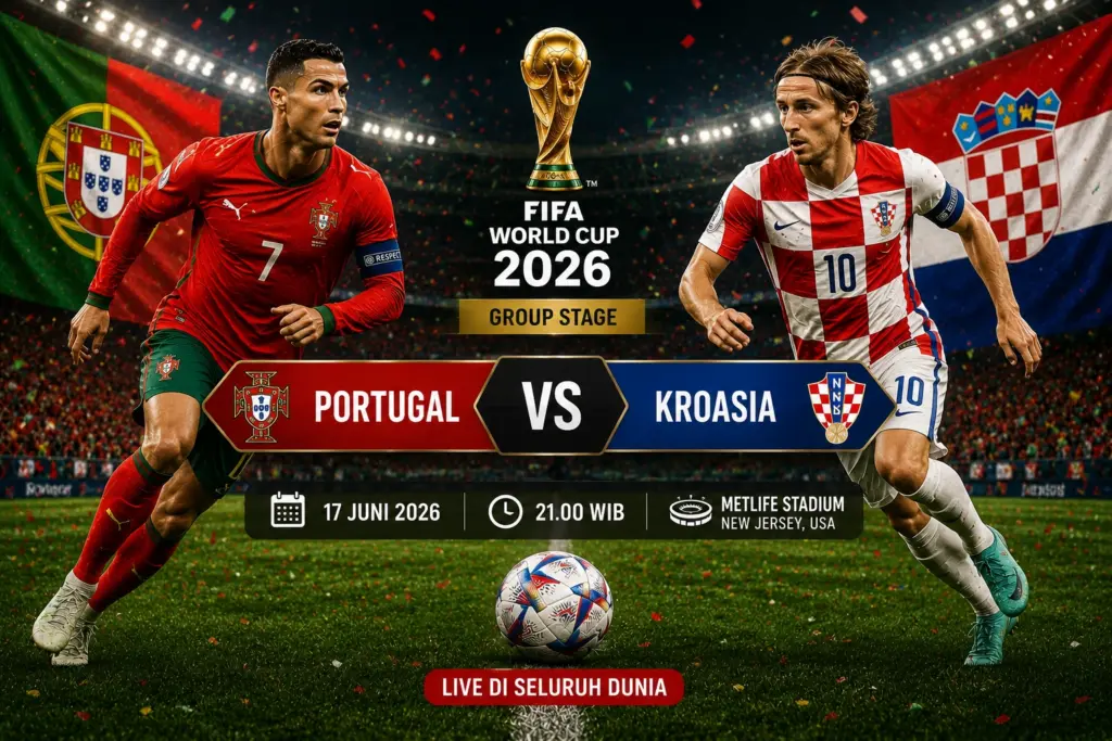 Prediksi Portugal vs Kroasia 2026 + Skor Akurat, Head to Head dan Peluang Menang