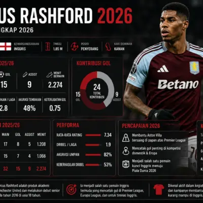 Statistik Marcus Rashford 2026: Gol, Assist, dan Performa Terbaru Musim Ini
