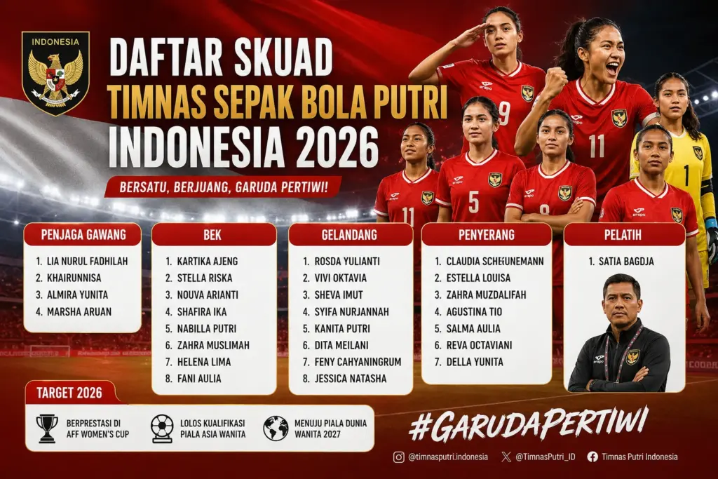 Daftar Skuad Timnas Sepak Bola Putri Indonesia 2026