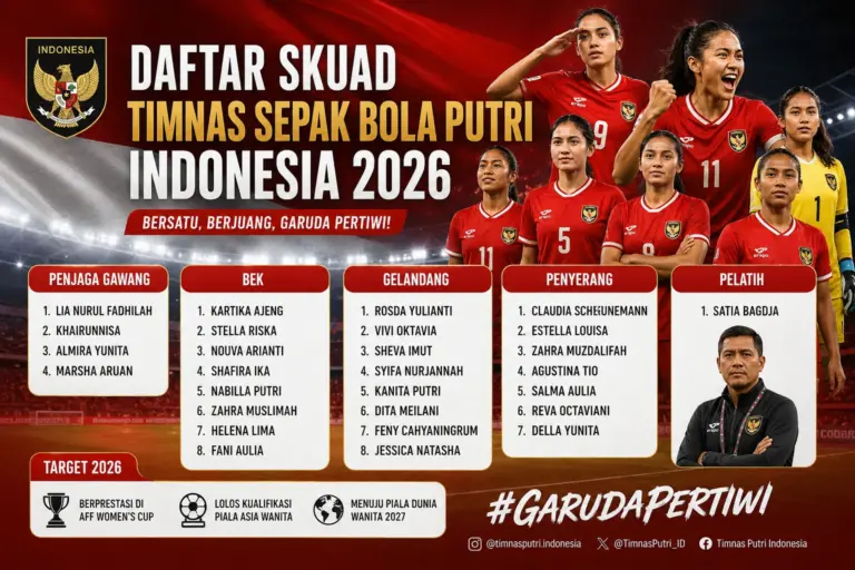 Daftar Skuad Timnas Sepak Bola Putri Indonesia 2026