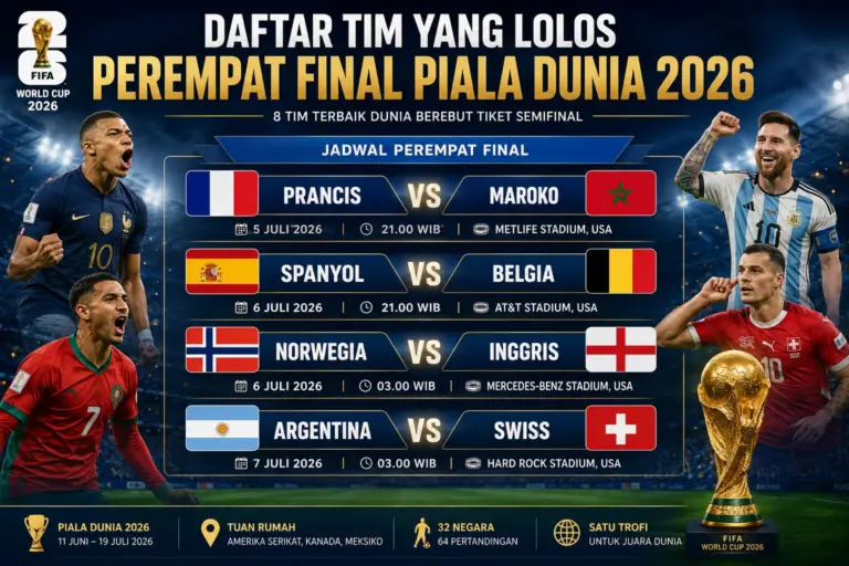 Daftar Tim yang Lolos ke Perempat Final Piala Dunia 2026