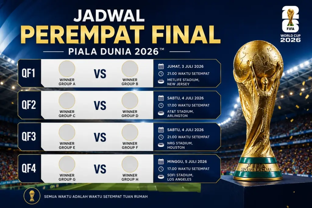 Jadwal Perempat Final Piala Dunia 2026 Lengkap dan Terbaru