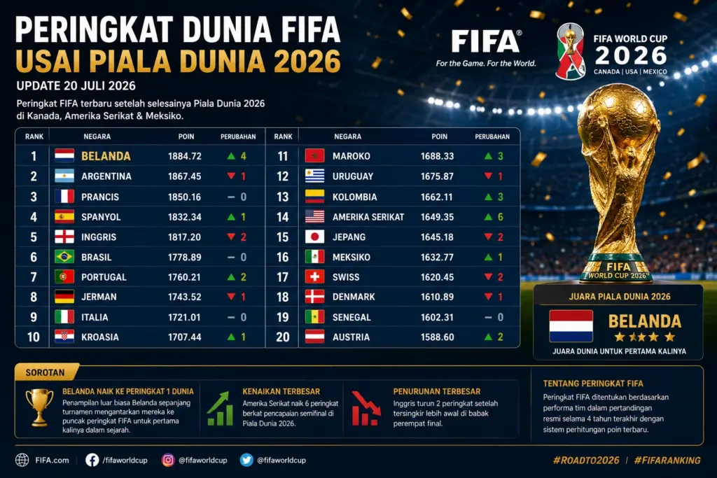 Peringkat Dunia FIFA Usai Piala Dunia 2026