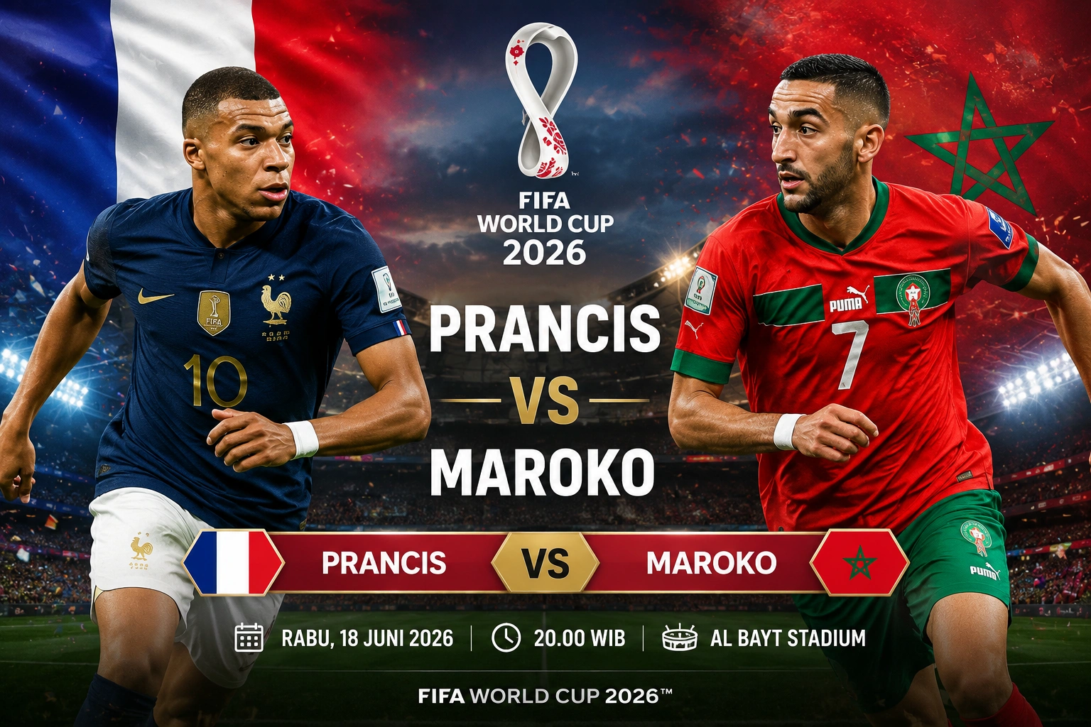 Prediksi Skor Akurat Prancis vs Maroko 2026 dan H2H