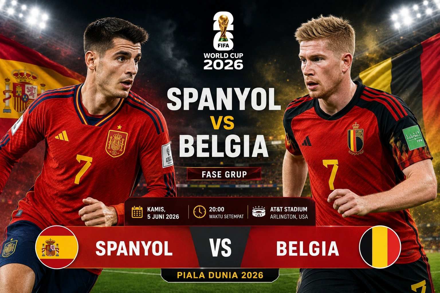 Prediksi Spanyol vs Belgia 2026