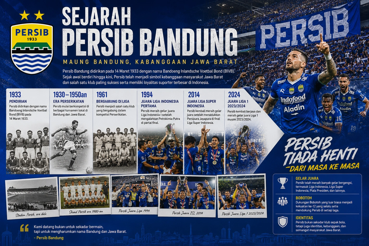 Sejarah Persib Bandung, Pendiri, Prestasi, dan Perjalanan Maung Bandung