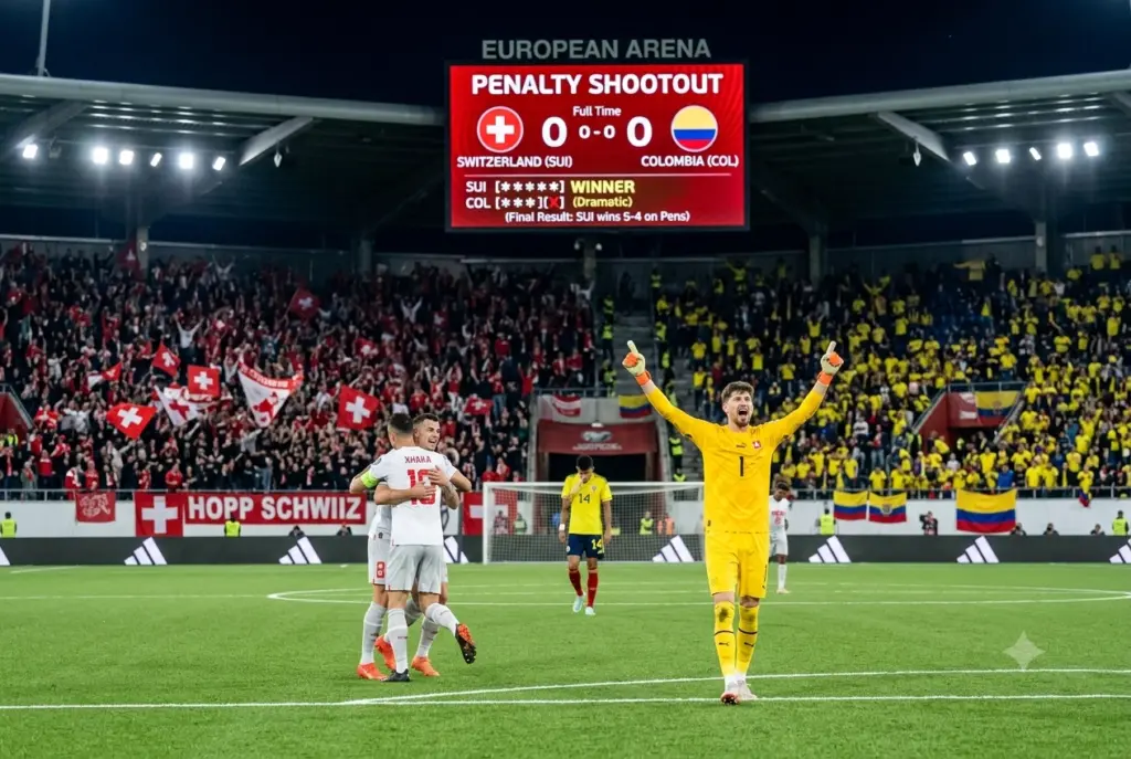 Skor Swiss vs Kolombia 0-0, Swiss Menang Dramatis Lewat Penalti