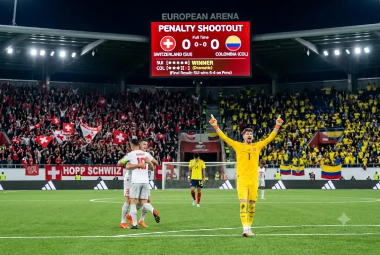 Skor Swiss vs Kolombia 0-0, Swiss Menang Dramatis Lewat Penalti