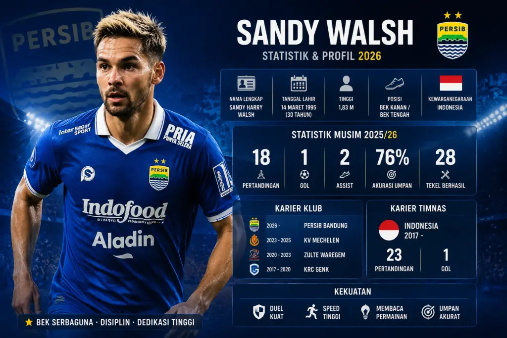 Statistik Sandy Walsh di Yokohama & Buriram United Terbaru 2026